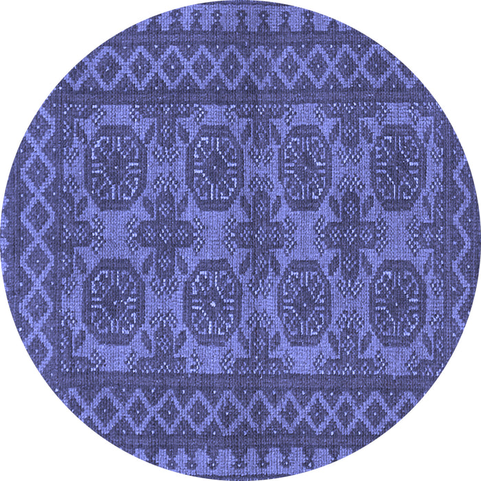 Round Southwestern Blue Country Rug, tr1692blu