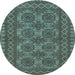 Round Southwestern Light Blue Country Rug, tr1692lblu