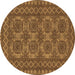 Round Southwestern Brown Country Rug, tr1692brn