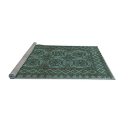 Sideview of Machine Washable Southwestern Light Blue Country Rug, wshtr1692lblu