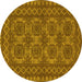 Round Southwestern Yellow Country Rug, tr1692yw