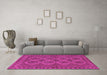 Machine Washable Southwestern Pink Country Rug in a Living Room, wshtr1692pnk