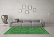 Machine Washable Southwestern Emerald Green Country Area Rugs in a Living Room,, wshtr1692emgrn