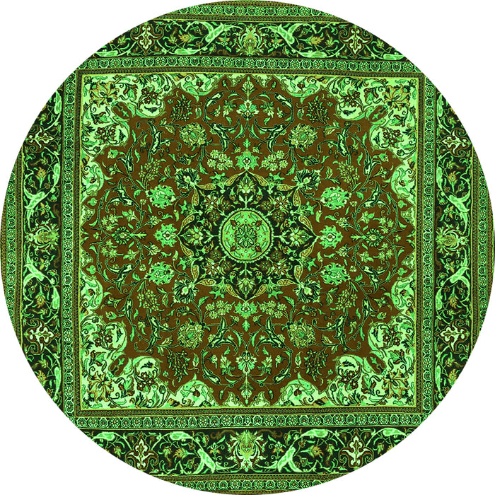 Machine Washable Medallion Green Traditional Area Rugs, wshtr1693grn