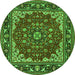 Machine Washable Medallion Green Traditional Area Rugs, wshtr1693grn