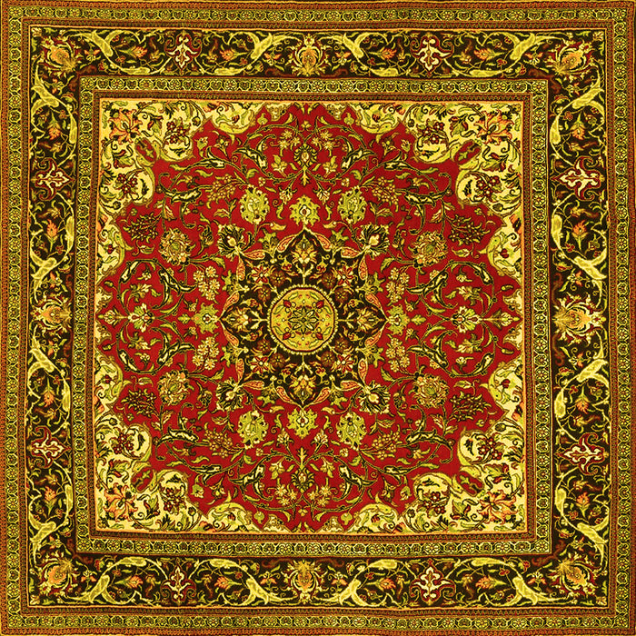 Square Medallion Yellow Traditional Rug, tr1693yw