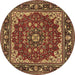 Round Medallion Brown Traditional Rug, tr1693brn