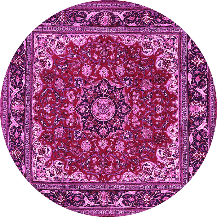 Round Medallion Pink Traditional Rug, tr1693pnk