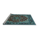 Sideview of Machine Washable Medallion Light Blue Traditional Rug, wshtr1693lblu