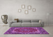 Machine Washable Medallion Purple Traditional Area Rugs in a Living Room, wshtr1693pur