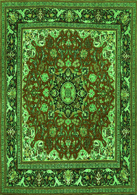 Medallion Green Traditional Rug, tr1693grn