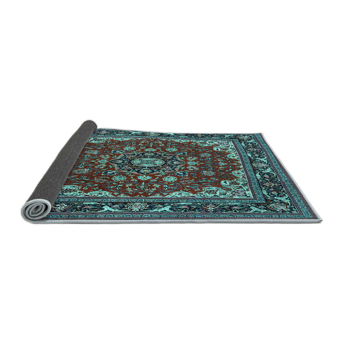 Sideview of Medallion Light Blue Traditional Rug, tr1693lblu