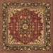 Square Medallion Brown Traditional Rug, tr1693brn