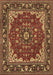 Machine Washable Medallion Brown Traditional Rug, wshtr1693brn