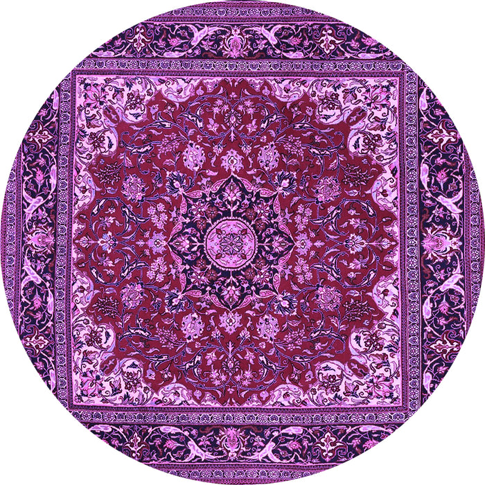 Round Medallion Purple Traditional Rug, tr1693pur