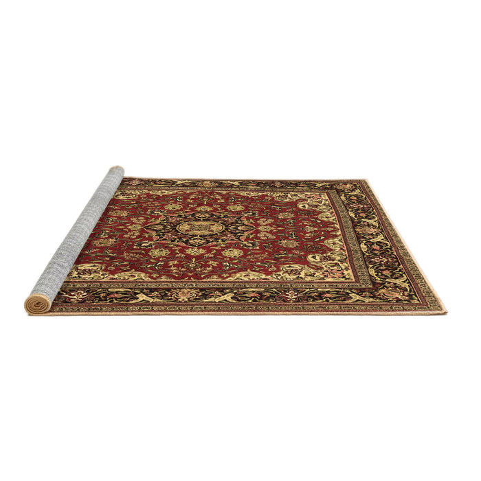Sideview of Machine Washable Medallion Brown Traditional Rug, wshtr1693brn