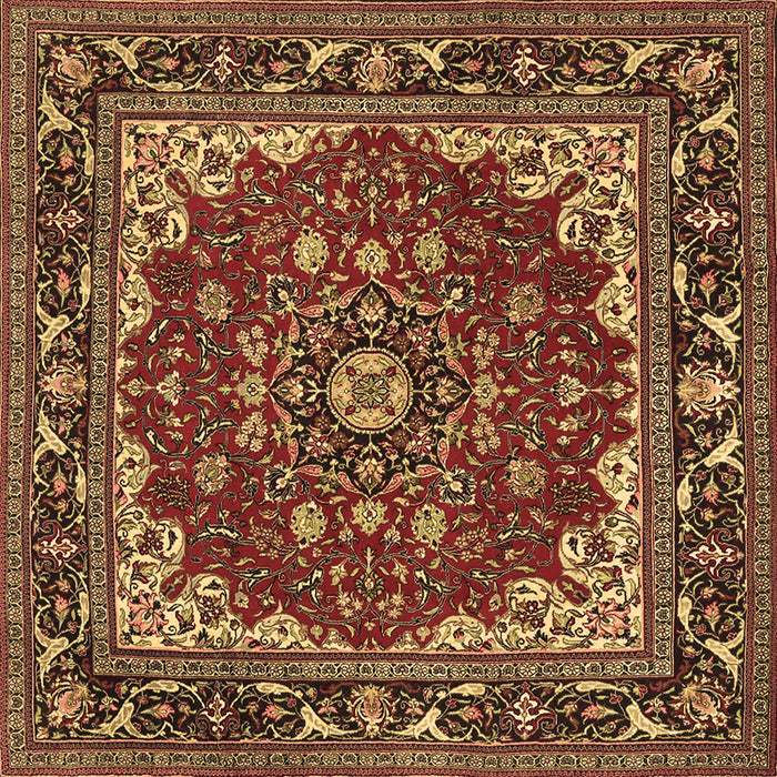 Square Machine Washable Medallion Brown Traditional Rug, wshtr1693brn