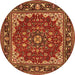 Square Medallion Orange Traditional Rug, tr1693org