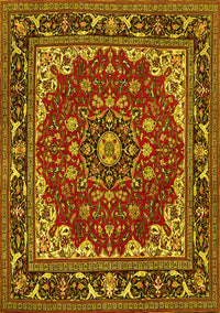 Medallion Yellow Traditional Rug, tr1693yw