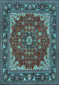 Medallion Light Blue Traditional Rug, tr1693lblu