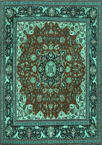 Medallion Turquoise Traditional Rug, tr1693turq