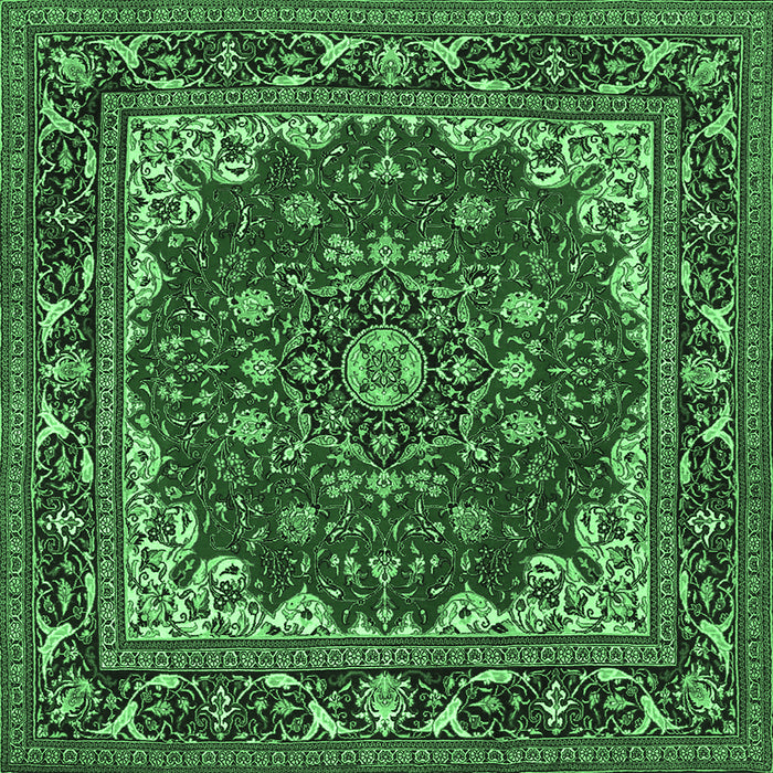 Square Medallion Emerald Green Traditional Rug, tr1693emgrn