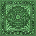 Square Medallion Emerald Green Traditional Rug, tr1693emgrn