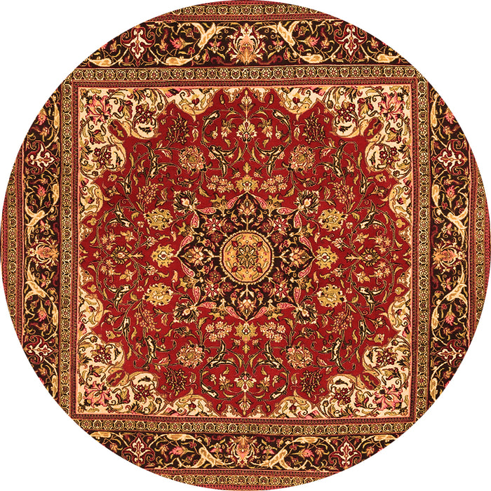 Machine Washable Medallion Orange Traditional Area Rugs, wshtr1693org