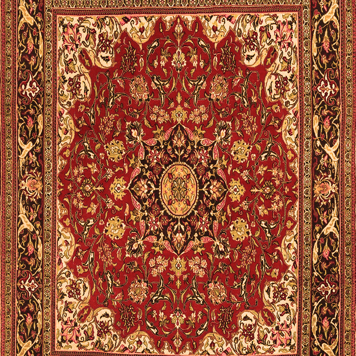 Serging Thickness of Machine Washable Medallion Orange Traditional Area Rugs, wshtr1693org