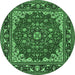 Round Medallion Emerald Green Traditional Rug, tr1693emgrn