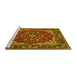 Sideview of Machine Washable Medallion Yellow Traditional Rug, wshtr1693yw