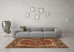 Machine Washable Medallion Brown Traditional Rug in a Living Room,, wshtr1693brn