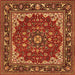 Serging Thickness of Medallion Orange Traditional Rug, tr1693org