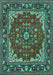 Machine Washable Medallion Turquoise Traditional Area Rugs, wshtr1693turq