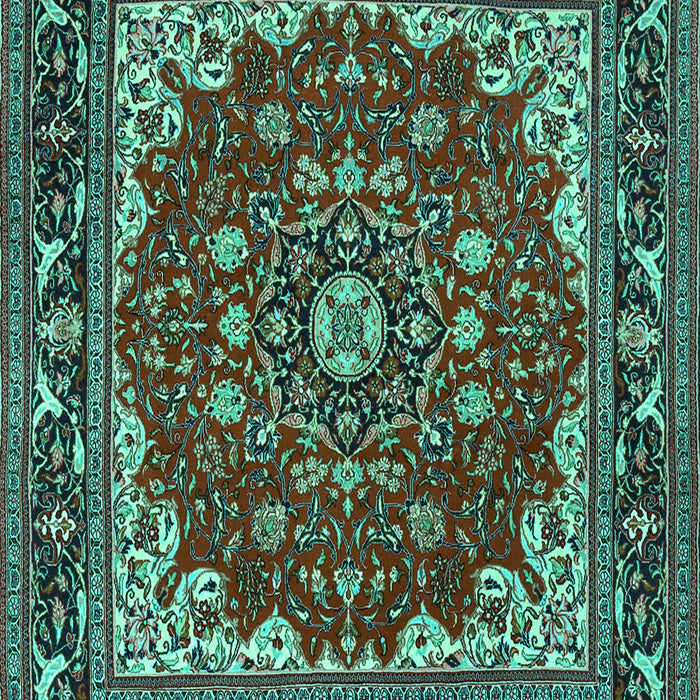Machine Washable Medallion Turquoise Traditional Area Rugs, wshtr1693turq