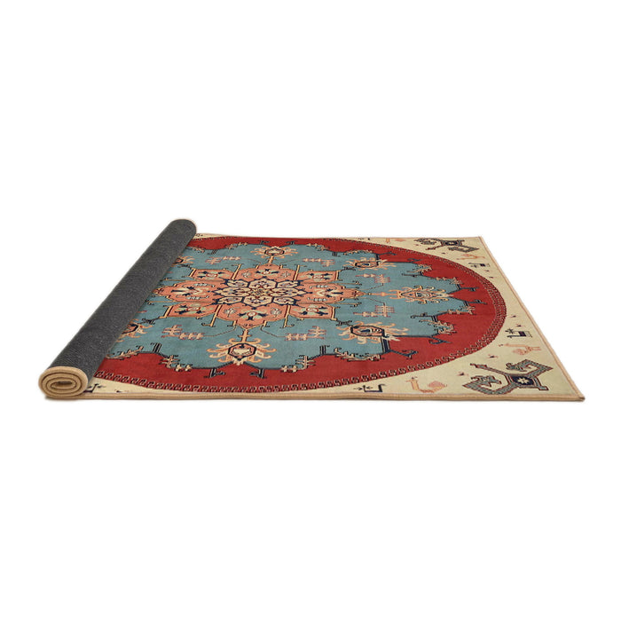 Sideview of Traditional Sage Green Medallion Rug, tr1694