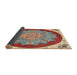 Sideview of Traditional Sage Green Medallion Rug, tr1694