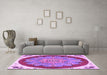 Machine Washable Medallion Purple Traditional Area Rugs in a Living Room, wshtr1694pur