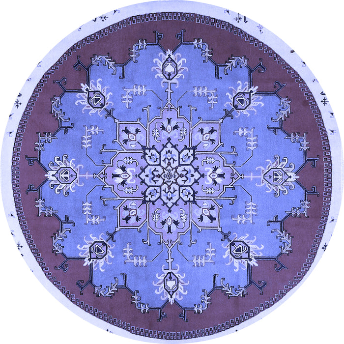 Round Medallion Blue Traditional Rug, tr1694blu