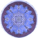 Round Medallion Blue Traditional Rug, tr1694blu