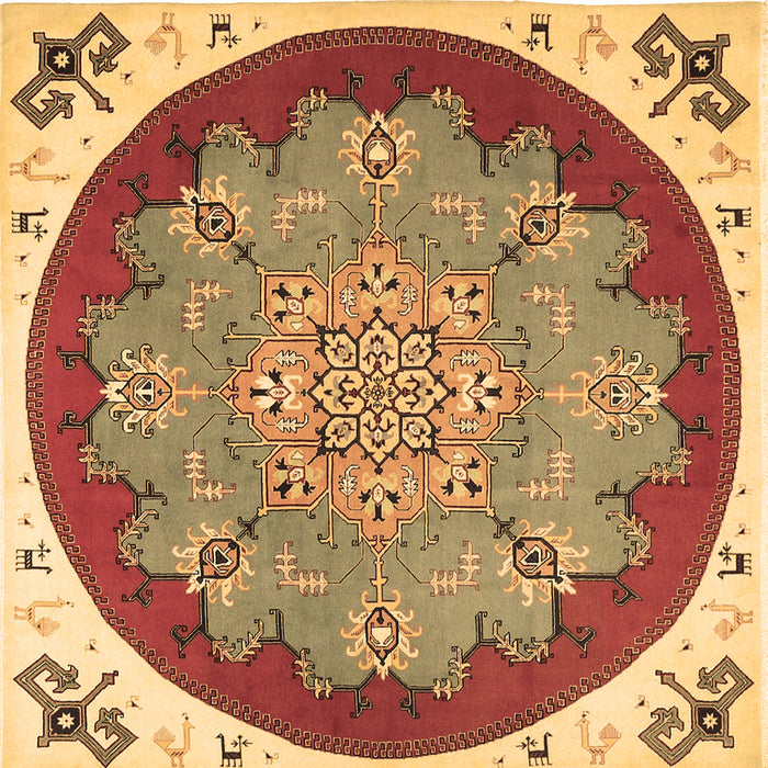 Square Medallion Brown Traditional Rug, tr1694brn