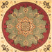 Square Medallion Brown Traditional Rug, tr1694brn