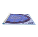 Sideview of Machine Washable Medallion Blue Traditional Rug, wshtr1694blu