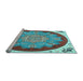 Sideview of Machine Washable Medallion Light Blue Traditional Rug, wshtr1694lblu