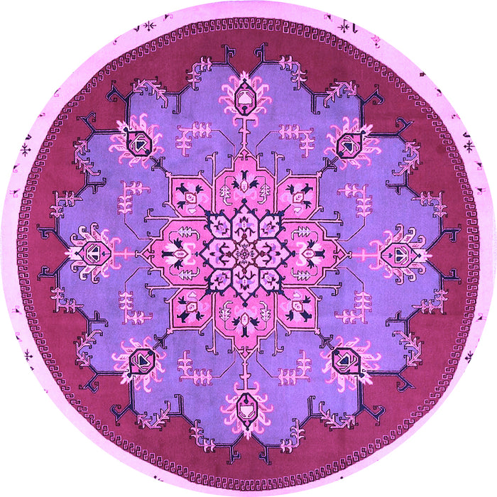 Round Medallion Purple Traditional Rug, tr1694pur