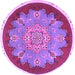 Round Medallion Purple Traditional Rug, tr1694pur