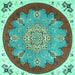 Square Medallion Turquoise Traditional Rug, tr1694turq