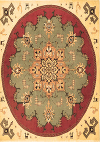 Medallion Brown Traditional Rug, tr1694brn