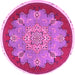 Round Medallion Pink Traditional Rug, tr1694pnk