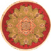 Machine Washable Medallion Orange Traditional Area Rugs, wshtr1694org